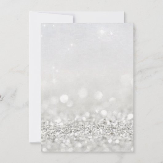 シルバーメイクアップホワイトグリッター16ブライダルシャワー 招待状 (裏面)