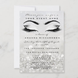 シルバーメイクアップホワイトグリッター16ブライダルシャワー 招待状