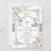 シルバーメキシカンバプテスマと誕生日フィエスタツイン 招待状 (正面)