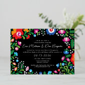 シルバーメキシコ刺結婚しゅうリハーサルディナー 箔招待状 (立ち正面)