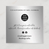 シルバーメタリックのシックなオーダーを感謝していスクリプト スクエア名刺 (裏面)