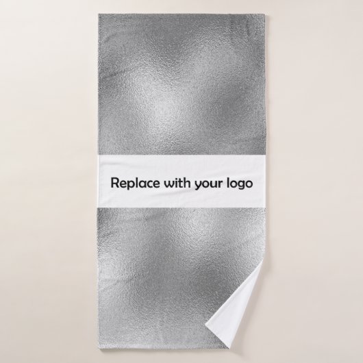 シルバーメタリックの会社ロゴエレガント バスタオル (バスタオル)