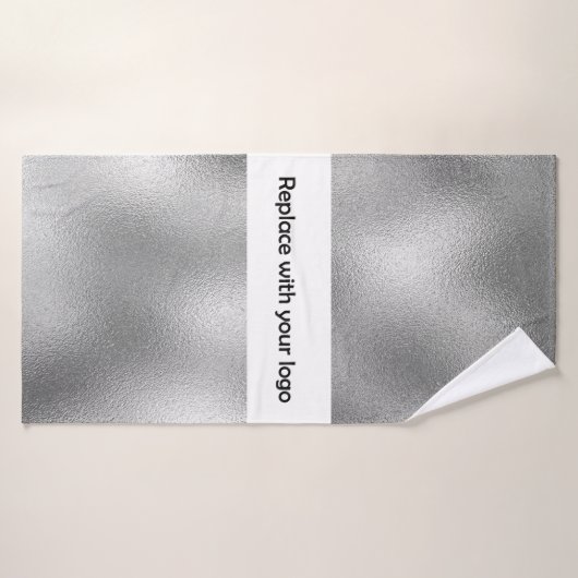 シルバーメタリックの会社ロゴエレガント バスタオル (バスタオル)