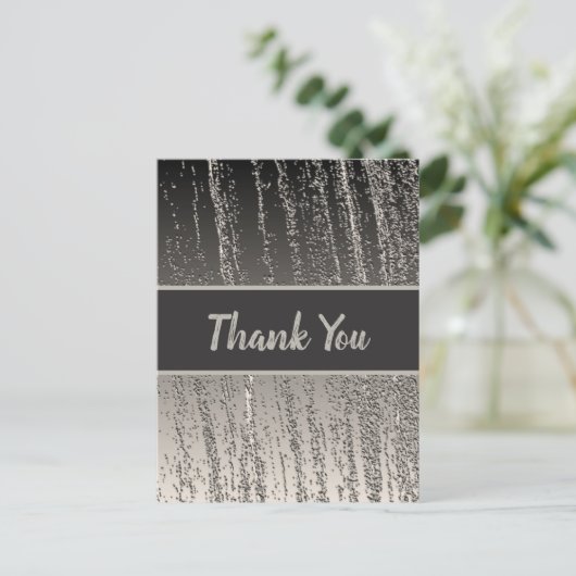 シルバーメタリックの感謝ストライプの気持ち ポストカード (スタンド正面)