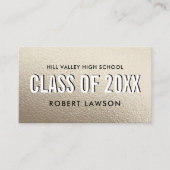 シルバーメタリッククラス卒業名ソーシャルアイコン 名刺 (正面)