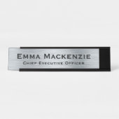 シルバーメタリックシンプルルックデスク看板プレート デスクネームプレート (正面)