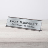 シルバーメタリックシンプルルックデスク看板プレート デスクネームプレート (正面)