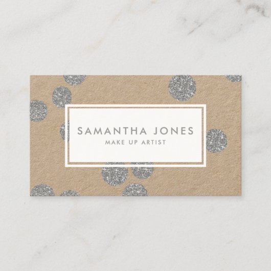 シルバーメタリックドットクラシックモダンメイクアップアーティスト 名刺 (正面)