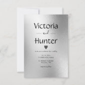 シルバーメタリックハート モダンエレガント ウェディング 招待状 (正面)