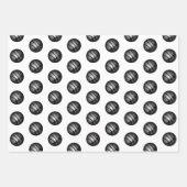 シルバーメタリックバスケットボールキッズネーム誕生日 ラッピングペーパーシート (正面3)