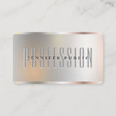 シルバーメタリックフェイクルックラグジュアリーなプレミアムリネン 名刺 (正面)