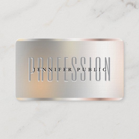 シルバーメタリックフェイクルックラグジュアリーなプレミアムリネン 名刺 (正面)