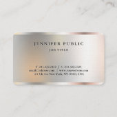 シルバーメタリックフェイクルックラグジュアリーなプレミアムリネン 名刺 (裏面)