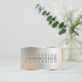 シルバーメタリックフェイクルックラグジュアリーなプレミアムリネン 名刺 (スタンド正面)