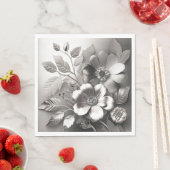 シルバーメタリックフラワー紙ナプキンス スタンダードランチョンナプキン (インサイチュ)