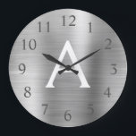 シルバーメタリックモノグラム名&イニシャル ラージ壁時計<br><div class="desc">銀金フェイク属文字の名称とイニシャルの壁掛け時計。壁掛け時計は、銀のステンレス鋼が大好きな人に最高の贈り物をします。</div>