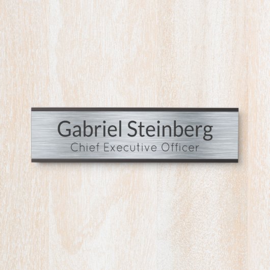 シルバーメタリックルックオフィスドアサイン名プレート サインプレート (正面)