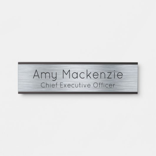 シルバーメタリックルックオフィスドアサイン名プレート サインプレート (正面)