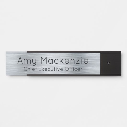 シルバーメタリックルックオフィスドアサイン名プレート サインプレート (正面)