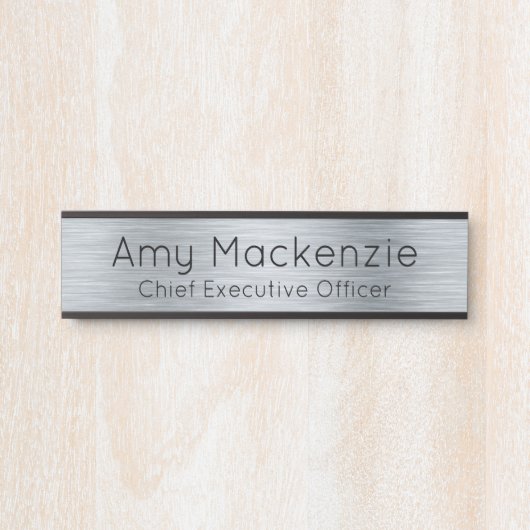 シルバーメタリックルックオフィスドアサイン名プレート サインプレート (正面)