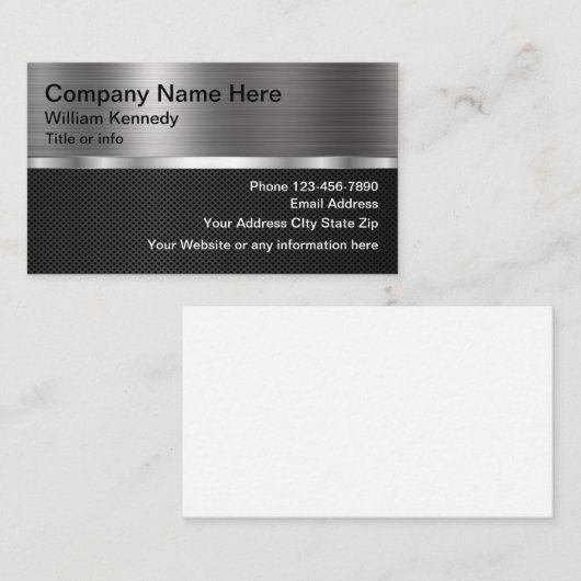 シルバーメタリックルックモダンデザイン 名刺 (正面/裏面)