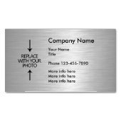 シルバーメタリックルック写真テンプレート マグネット名刺 (正面)