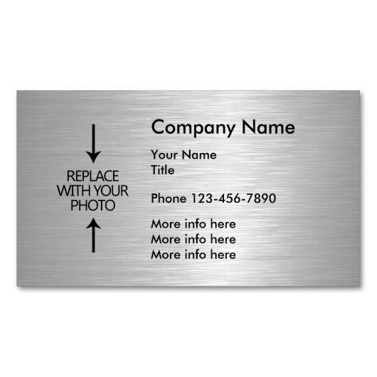 シルバーメタリックルック写真テンプレート マグネット名刺 (正面)