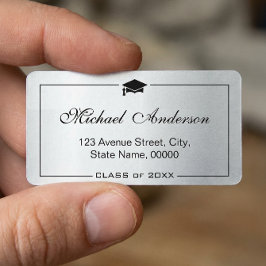 シルバーメタリックルック卒業キャップ ラベル