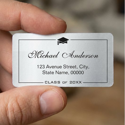 シルバーメタリックルック卒業キャップ ラベル