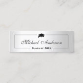 シルバーメタリックルック卒業ネームカードネームカード コーリングカード (正面)
