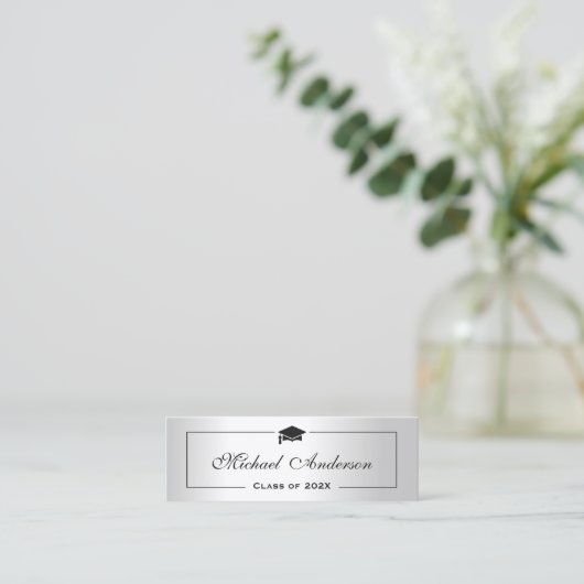 シルバーメタリックルック卒業ネームカードネームカード コーリングカード (スタンド正面)