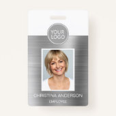 シルバーメタリック従業員名ロゴフォト企業の バッジ (正面)