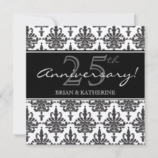 シルバーメタリック25結婚周年記念パーティー 招待状 (正面)