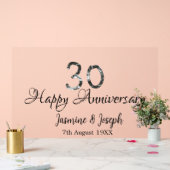 シルバーメタリック30th Happy anniversary add name アクリルサイン (ウェディング)