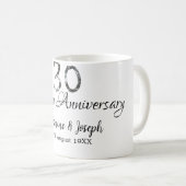 シルバーメタリック30th Happy anniversary add name コーヒーマグカップ (正面右)