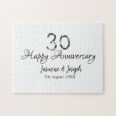 シルバーメタリック30th Happy anniversary add name ジグソーパズル (横)
