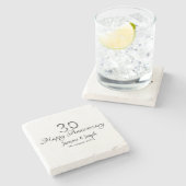 シルバーメタリック30th Happy anniversary add name ストーンコースター (横)