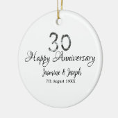 シルバーメタリック30th Happy anniversary add name セラミックオーナメント (左)