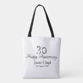 シルバーメタリック30th Happy anniversary add name トートバッグ (裏面)