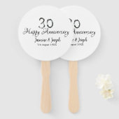 シルバーメタリック30th Happy anniversary add name ハンドファン (正面&裏面)