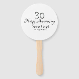 シルバーメタリック30th Happy anniversary add name ハンドファン