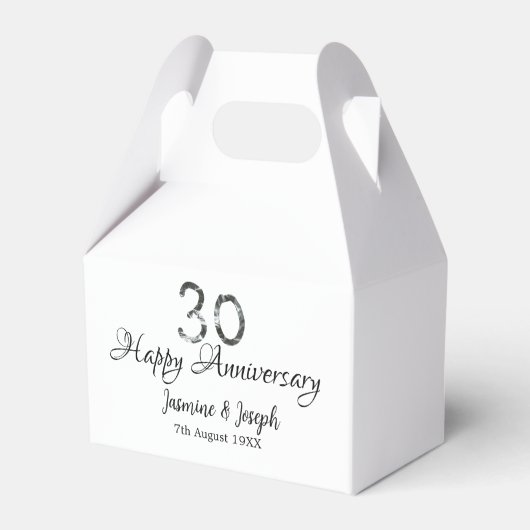 シルバーメタリック30th Happy anniversary add name フェイバーボックス (正面サイド)