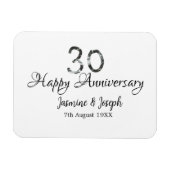 シルバーメタリック30th Happy anniversary add name マグネット (横)