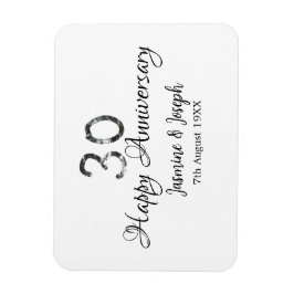 シルバーメタリック30th Happy anniversary add name マグネット