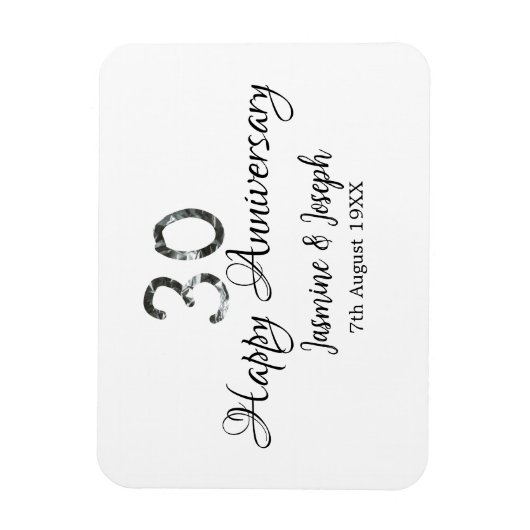 シルバーメタリック30th Happy anniversary add name マグネット (縦)