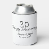 シルバーメタリック30th Happy anniversary add name 缶クーラー (缶正面)