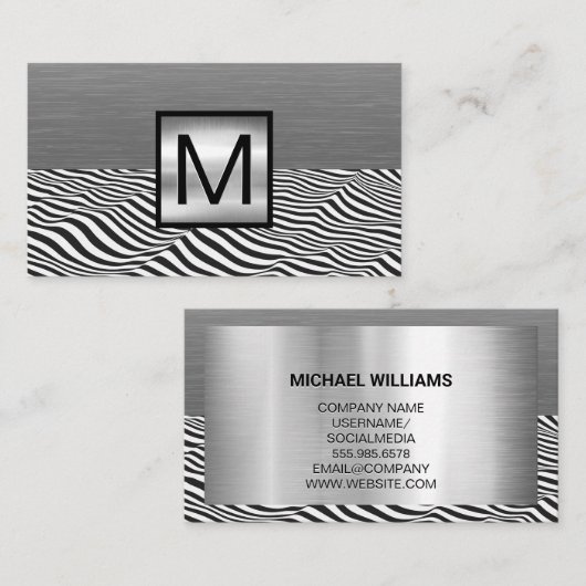 シルバーメタリック |モノグラム名刺 名刺 (正面/裏面)