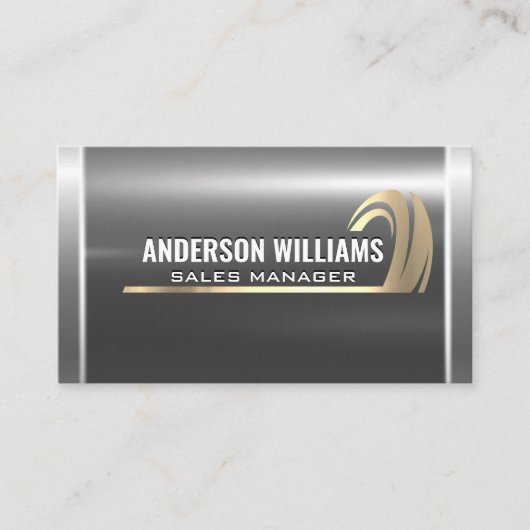 シルバーメタリック | 金ゴールド自動タイヤグラフィック 名刺 (正面)