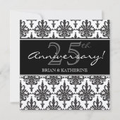 シルバーメタリック 25周年 結婚記念日 パーティー 招待状 (正面)