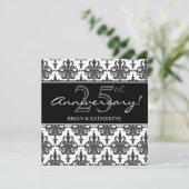 シルバーメタリック 25周年 結婚記念日 パーティー 招待状 (スタンド正面)